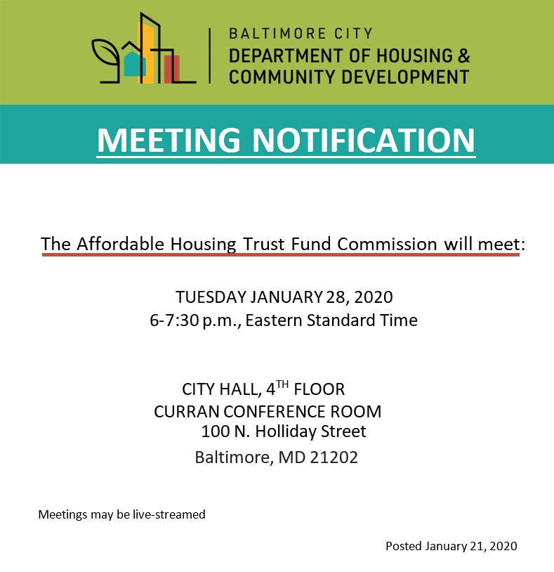 Affordable Housing Trust Fund Commission Notice-January 2020-English